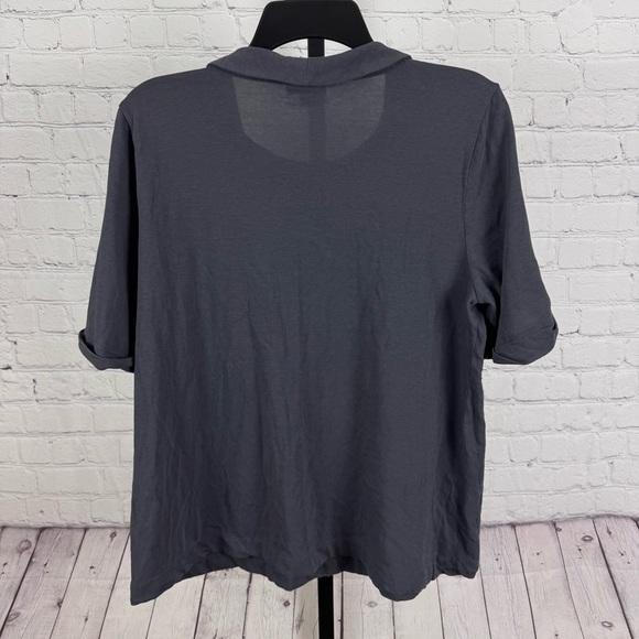 Pure Jill J. Jill Dark Gray Mock Turtleneck Short Sleeve Top Size Large - Picture 5 of 6